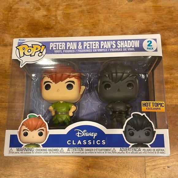Funko Pop! Peter Pan & Peter Pan’s Shadow 2 Pack Vinyl Figures Disney Classics - Picture 1 of 7